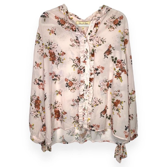Sheryl Crow Tops - Sheryl Crow Bohemian Pink Semi-Sheer Floral Long Sleeve Blouse 1X